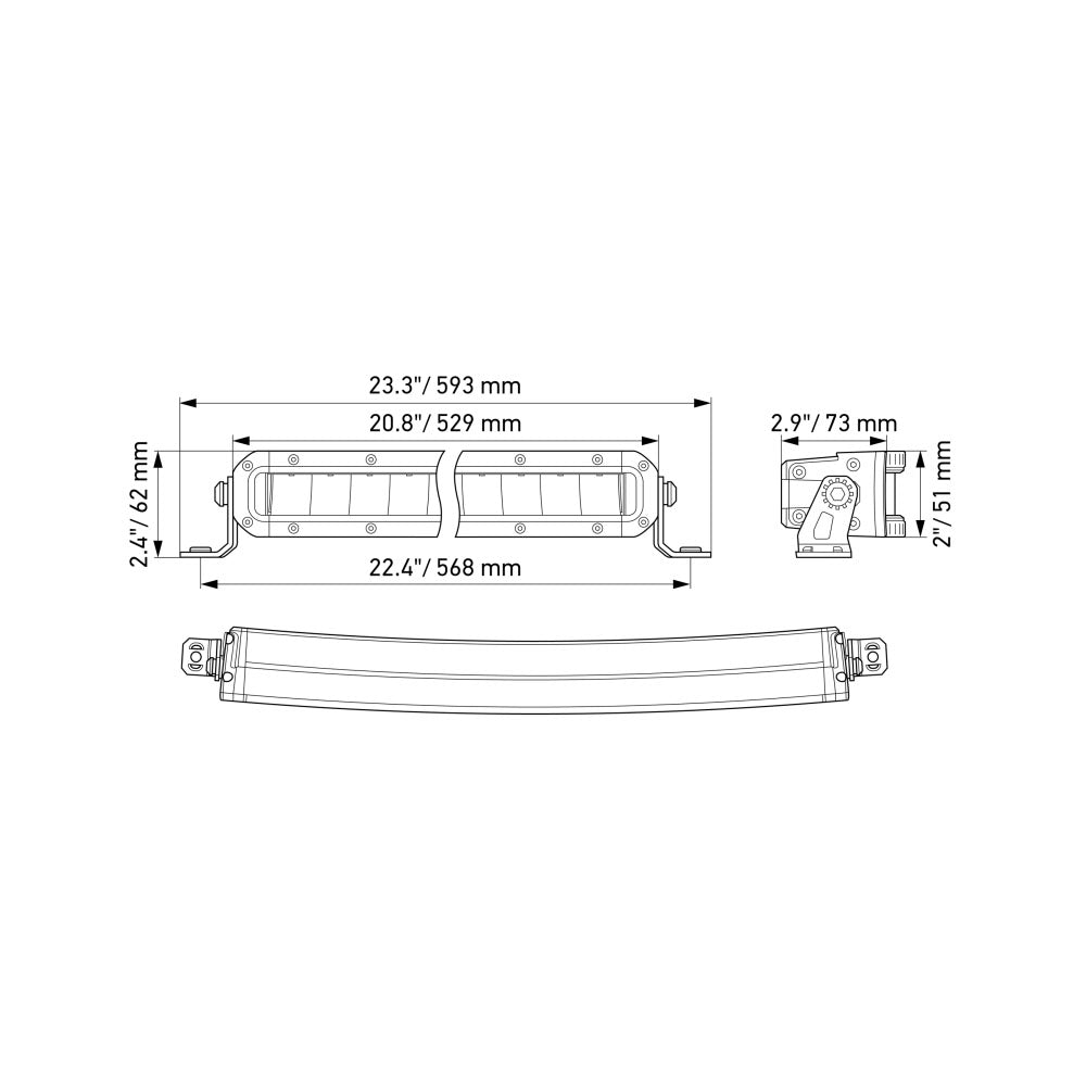 Barra LED 20" Curva Delgada de Línea Black Magic Tought – Hella