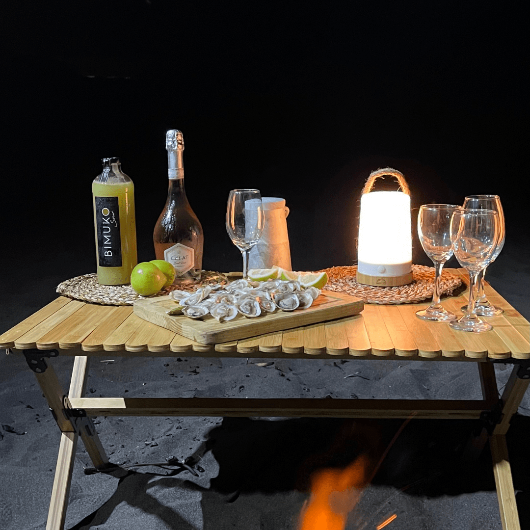 Mesa de Camping Plegable de Bambú Natural con Soporte de 120 kg – Wild Land