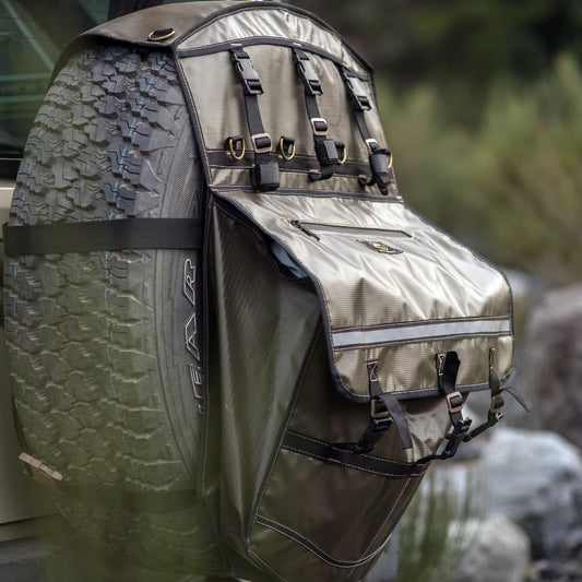 Bolso Para Neumático Goubet resistente y amplio para montaje en neumático trasero de vehículo todoterreno