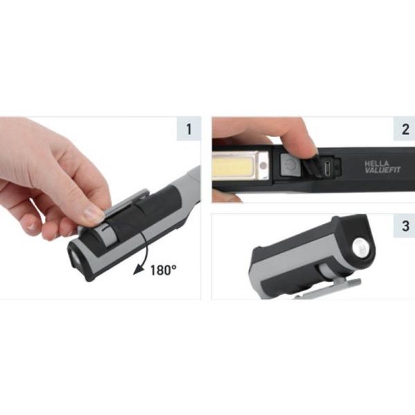 Linterna LED USB Recargable Value Fit UPL150 Luz Difusa y Puntual – Hella