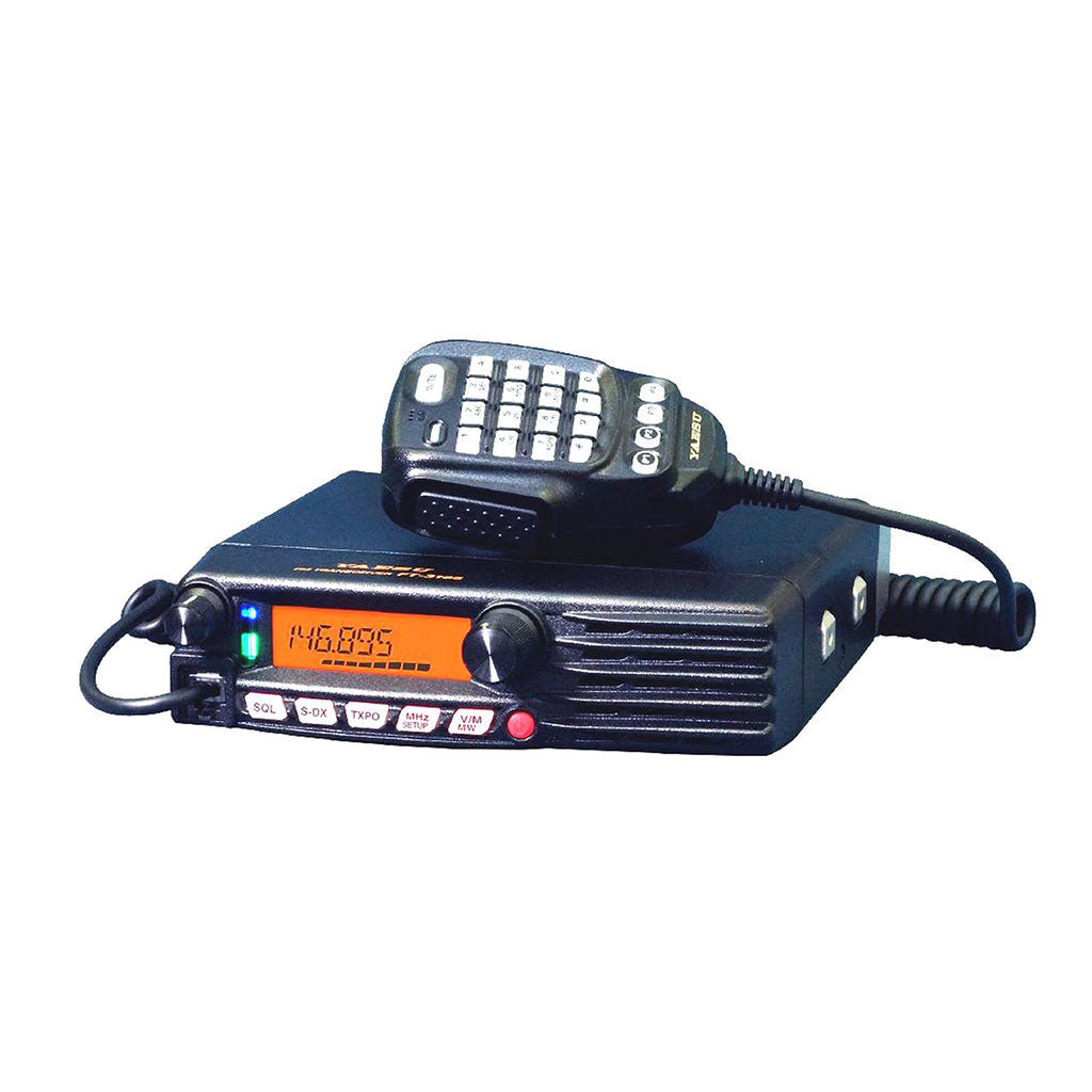 Radio Móvil VHF Yaesu con pantalla digital y micrófono con teclado para comunicación móvil