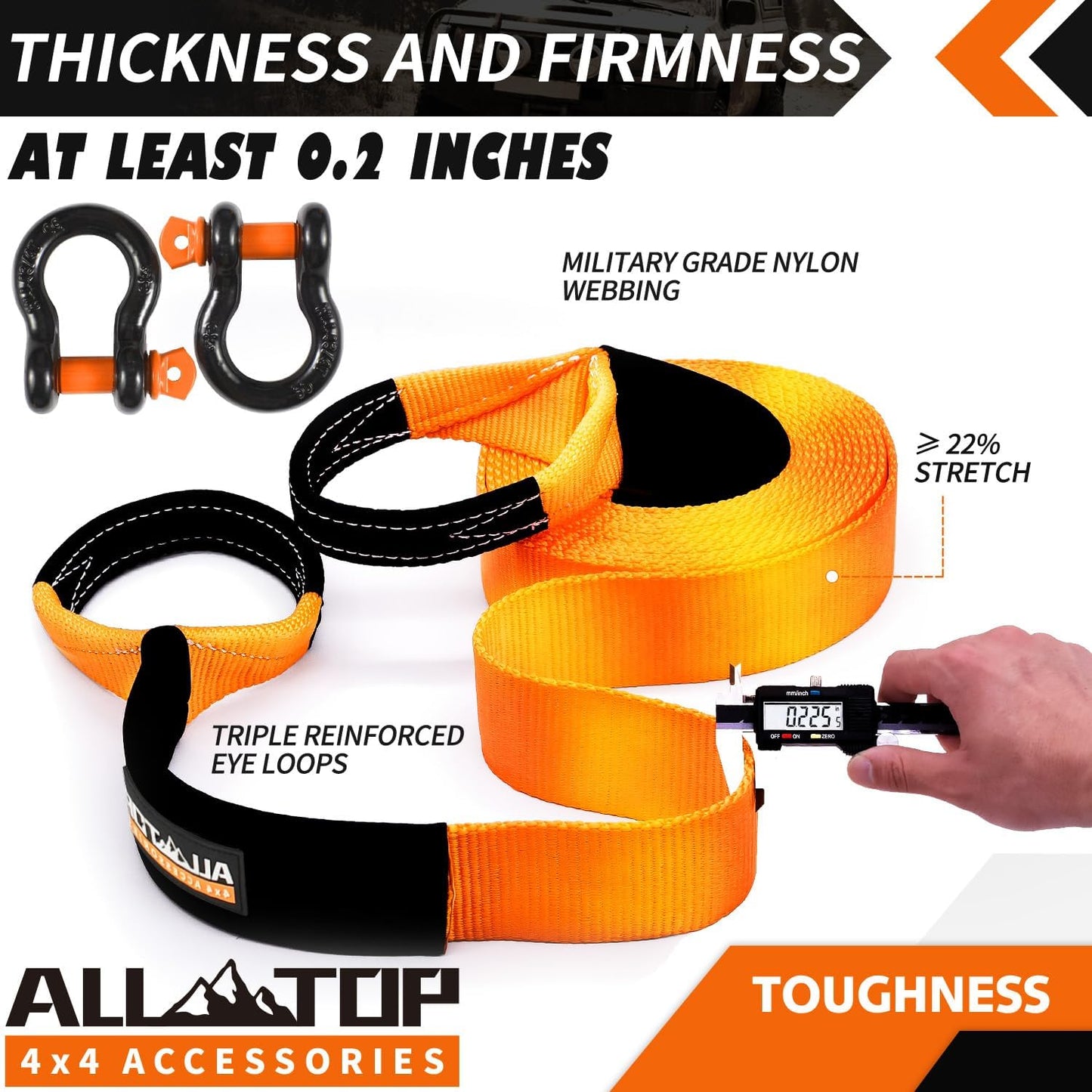 Kit de Recuperación 9 m x 76 mm (15.875 kg) con 2 Grilletes (4.750 kg) – ALL-TOP