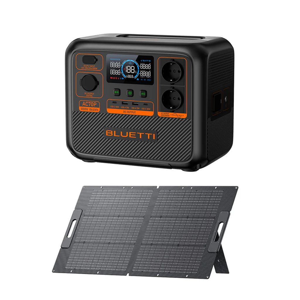 Pack Estación de Energía AC70P + Panel Solar Plegable 100 W – Bluetti