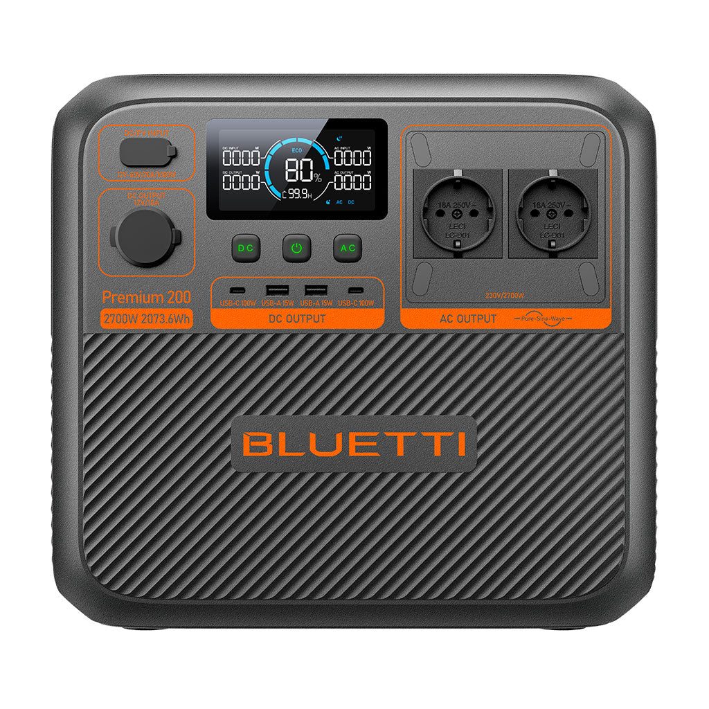 Estación de Energía Premium 200 V2 con Capacidad de 2.073 Wh y Potencia de 2.700 W AC – Bluetti