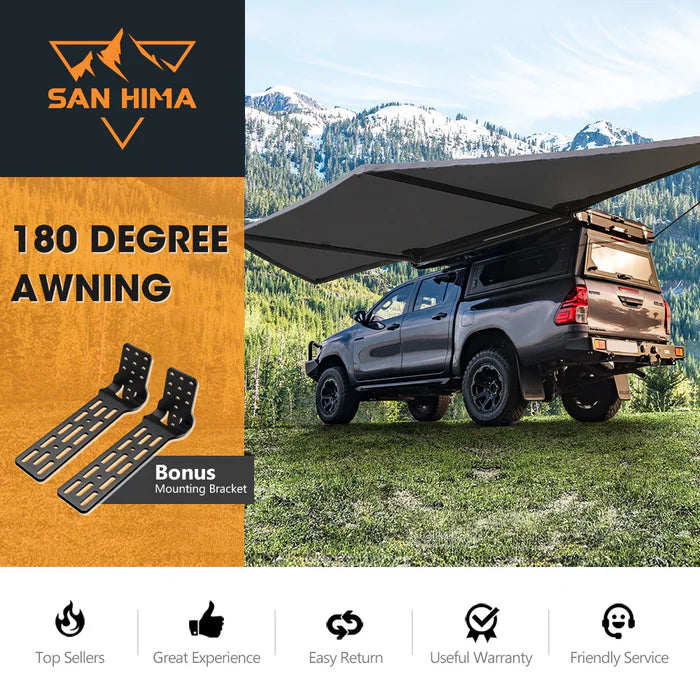 Toldo Gris 180° de Montaje Rápido y Cobertura Extensa – San Hima