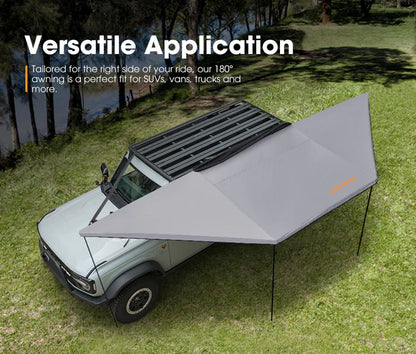 Toldo Gris 180° de Montaje Rápido y Cobertura Extensa – San Hima