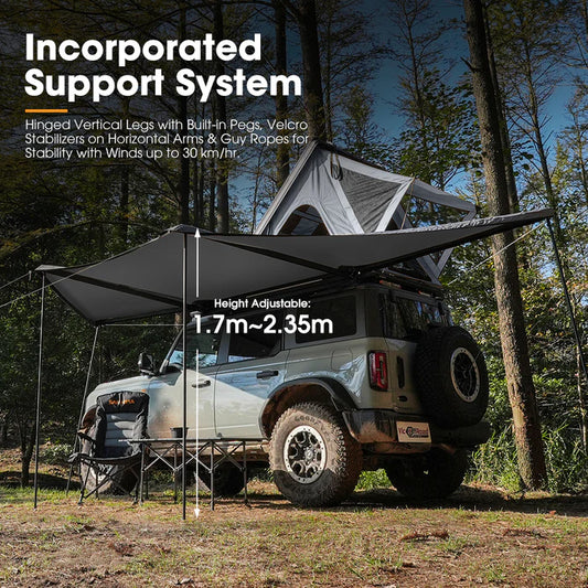 Toldo Gris 180° de Montaje Rápido y Cobertura Extensa – San Hima