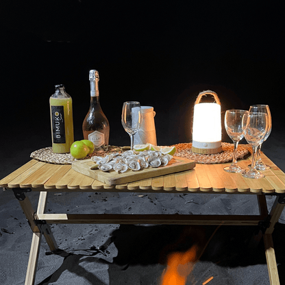 Mesa de Camping Plegable de Bambú Natural con Soporte de 120 kg – Wild Land