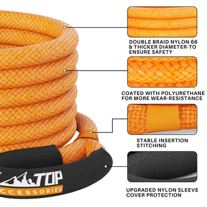Cuerda de recuperación naranja ALL-TOP para off-road con nylon doble trenza y recubrimiento de poliuretano