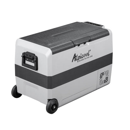 Refrigerador portátil Alpicool T50 con ruedas y asa para fácil transporte