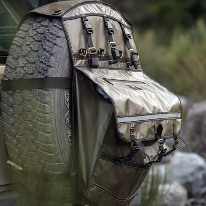 Bolso Para Neumático Goubet resistente y amplio para montaje en neumático trasero de vehículo todoterreno