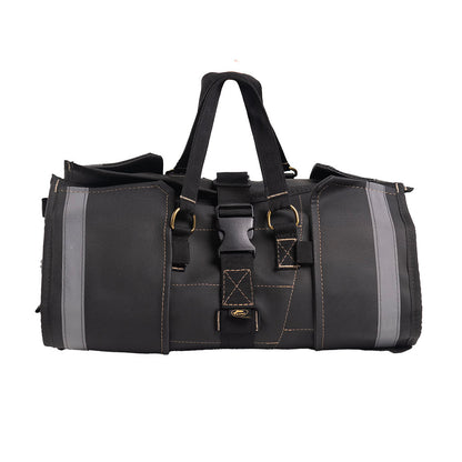 Bolso Roller de Herramientas Goubet en color negro con detalles reflectantes y múltiples correas resistentes