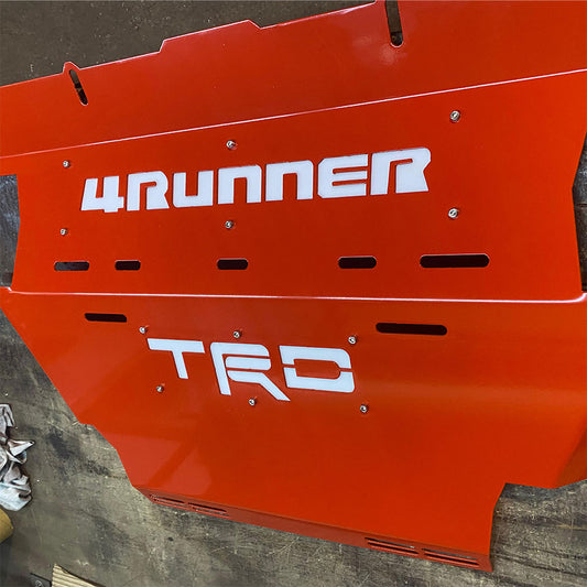 Cubre Carter Toyota 4Runner en color rojo con diseño TRD y soporte de protección resistente