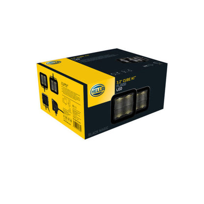 Caja de faros LED Hella para iluminación OffRoad modelo 3.2 Cube Kit en color negro