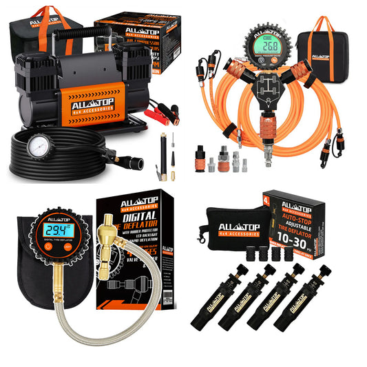 Pack de Inflado y Desinflado con Compresor 300 LPM, Manguera 4 Vías y Desinfladores – ALL-TOP