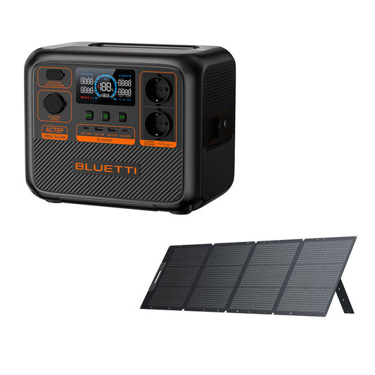 Pack Estación de Energía AC70P + Panel Solar Plegable 200 W – Bluetti