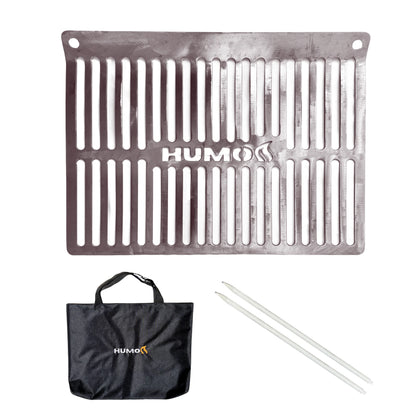 Humos Parrilla Camping metal grill with carrying bag and skewers for outdoor cooking