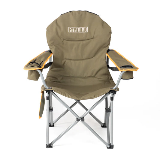 Silla de Camping TRIBU con un diseño cómodo y plegable, ideal para exteriores y actividades al aire libre