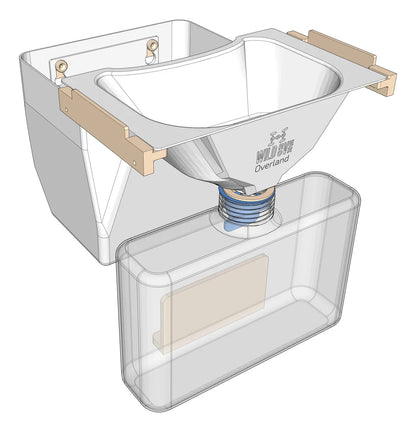 Kit Baño Seco WildRover con diseño compacto y componentes transparentes para facilitar su uso y limpieza