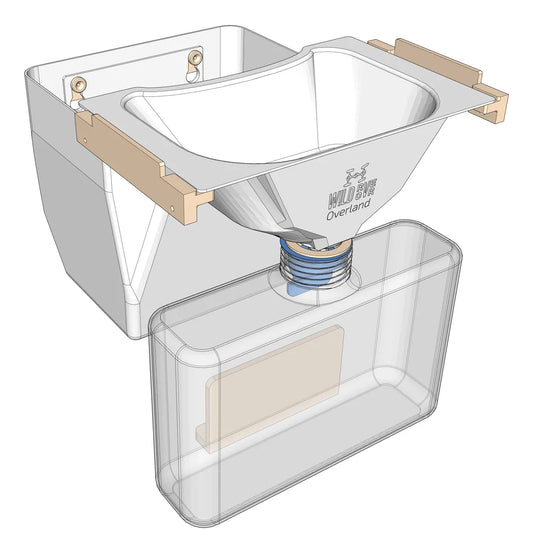 Kit Baño Seco WildRover con diseño compacto y componentes transparentes para facilitar su uso y limpieza